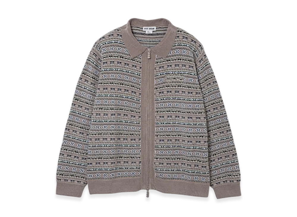 TTTMSW Zip Up Knit Polo Shirt "Greige"