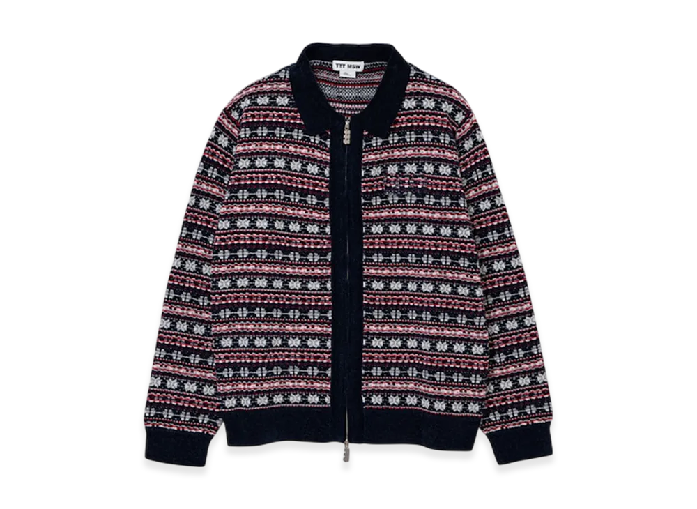 TTTMSW Zip Up Knit Polo Shirt "Navy"