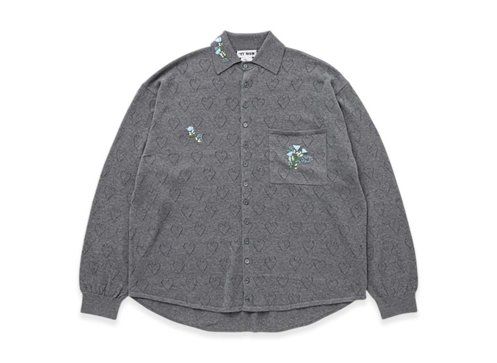 TTTMSW Flower Embroidery Knit Shirt "Grey"