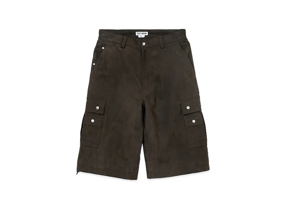 TTTMSW Suede military cargo half pants "Khaki"