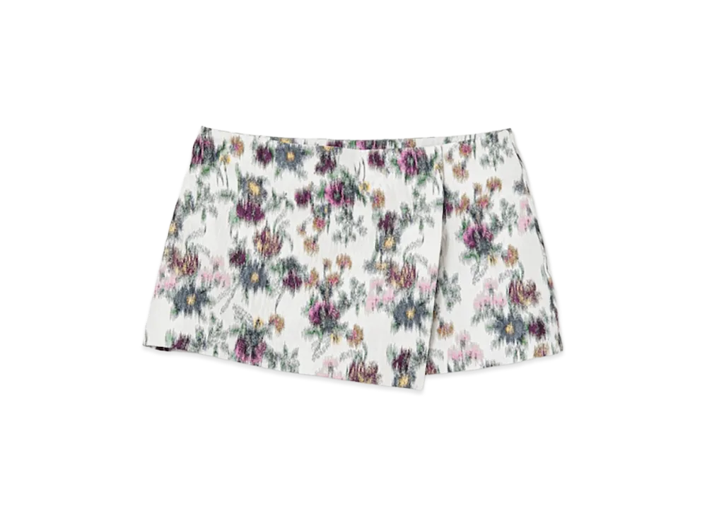 TTTMSW Flower Jacquard Wrap Skirt "White"