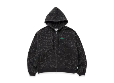TTTMSW Dog Embroidery Zip Up Hoodie "Charcoal Grey"