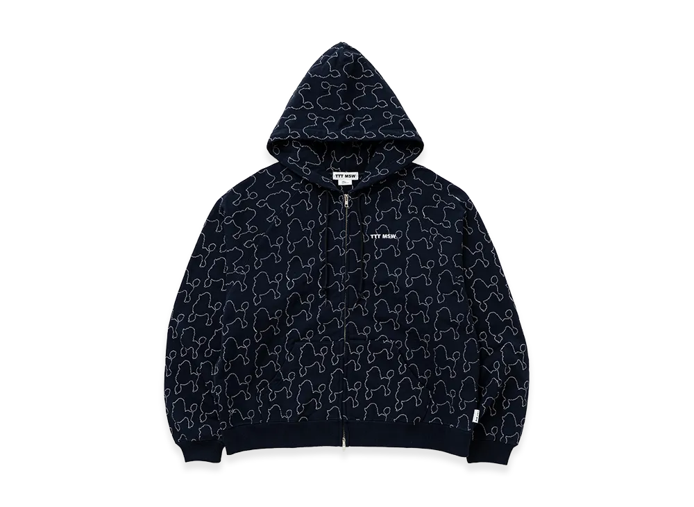 TTTMSW Dog Embroidery Zip Up Hoodie 