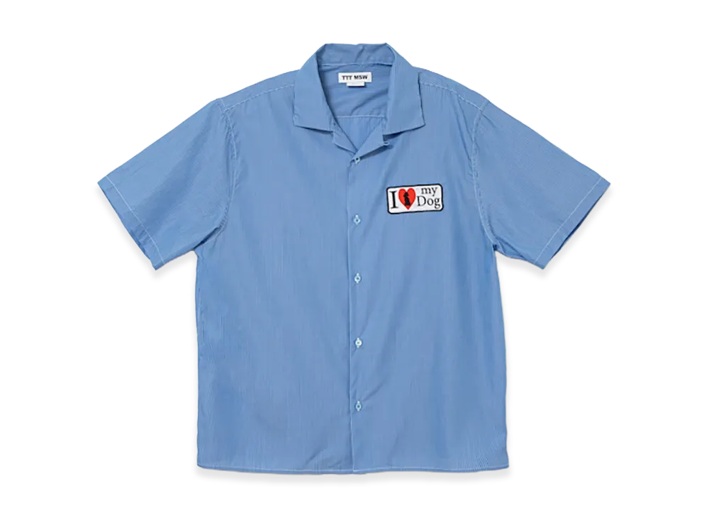 TTTMSW I love my dog half sleeve shirt "Blue Stripe"