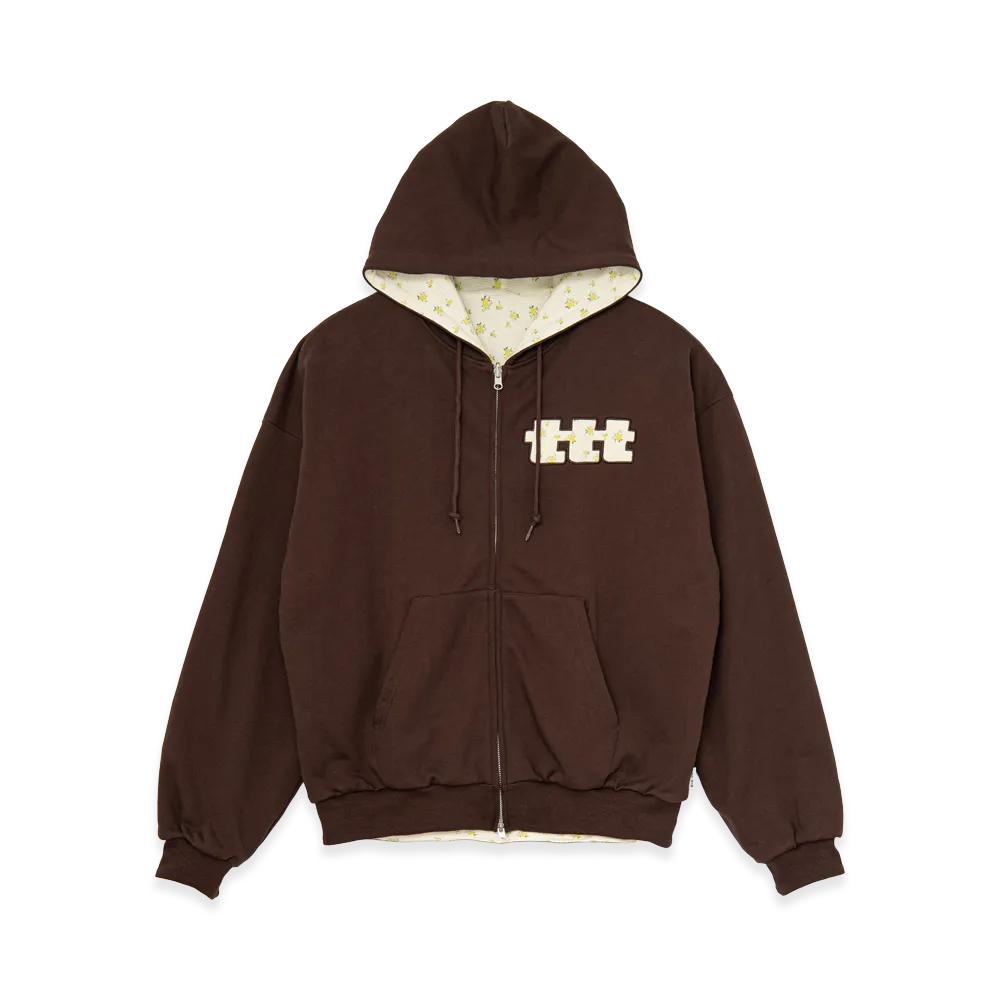 ttt MSW ジップアップパーカー ブラウン TTT MSW Flower Reversible Zip Up Hoodie 