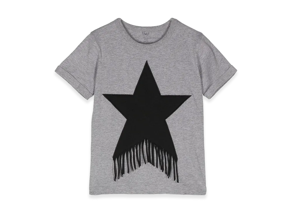 STELLA McCARTNEY Kids Fringed Star Cotton T-Shirt "Grigiomediomelange"