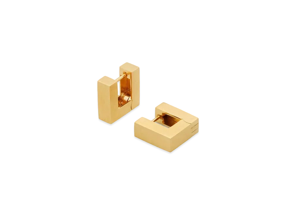 TOMWOOD Square Hoops Small "Satin Gold"