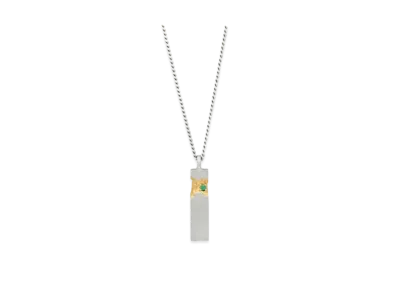 TOMWOOD Mined Cube Pendant Emerald "Silver"