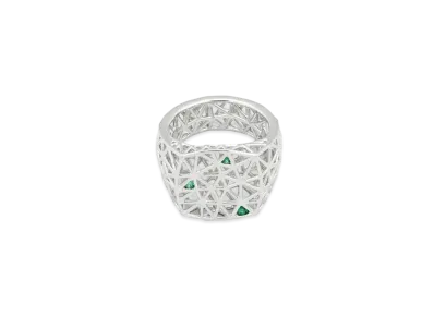 TOMWOOD Mesh Ring Fern Green "Silver"