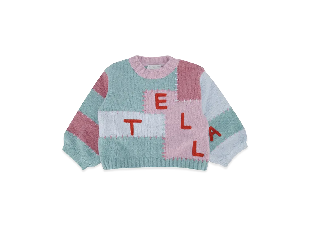 STELLA McCARTNEY Kids Logo Embroidered Balloon-Sleeve Sweater "Colourful"