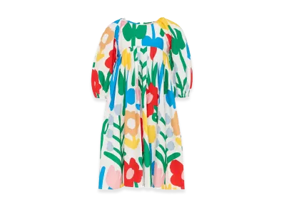 STELLA McCARTNEY Kids Floral-Print Cotton Midi Dress "White"