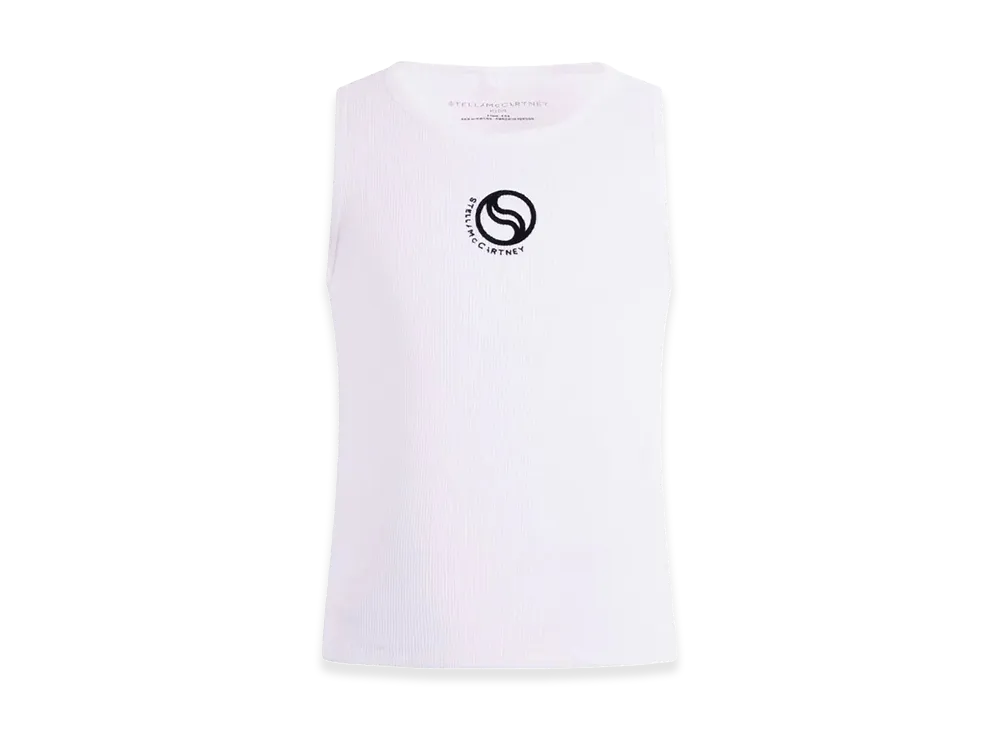 STELLA McCARTNEY Kids S-Wave Logo Ribbed Tank Top "White"