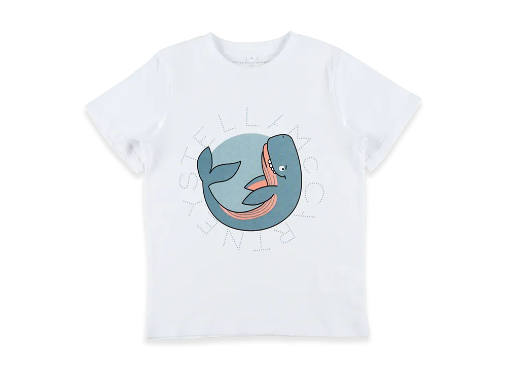 STELLA McCARTNEY Kids T-Shirt A Mezza Manica Con Grafica Balena "White"