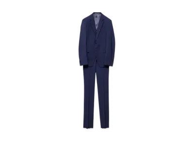 PRADA Men's Single Breasted Wool and Mohair Suit "Navy"