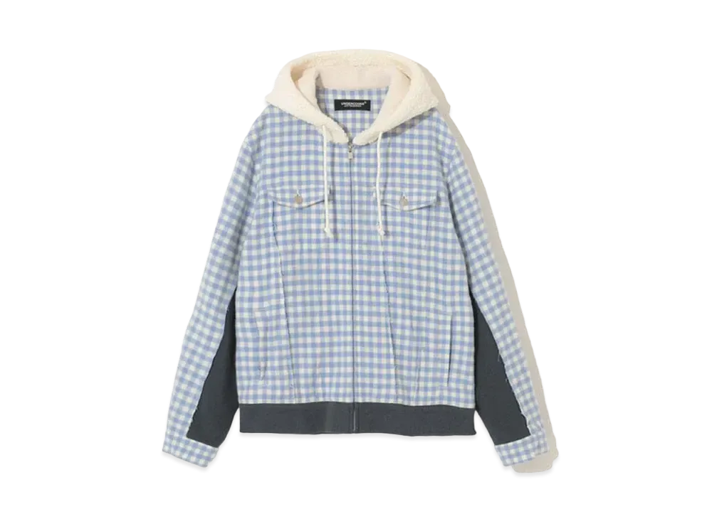 UNDERCOVER Wool Blend Zip-Up Hoodie "L.Blue CK"