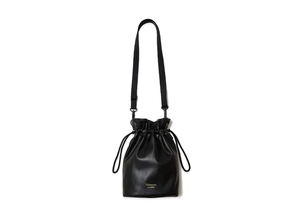 UNDERCOVER Fake Leather Shoulder Drawstring Bag "Black"