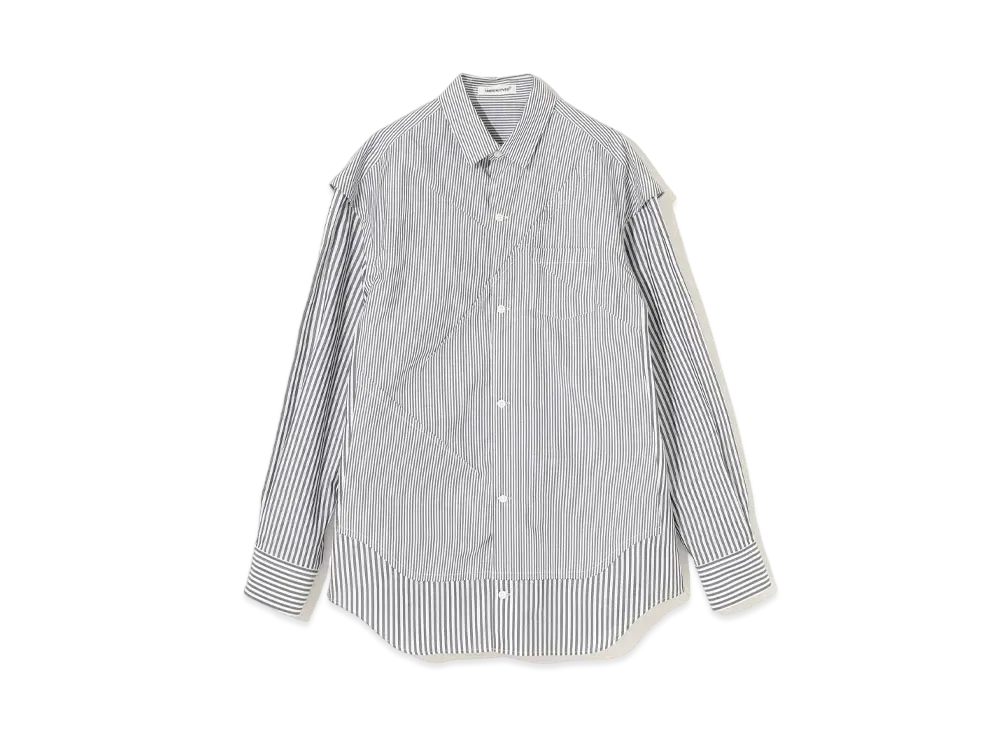 UNDERCOVER Cotton Striped Switching Shirt "Black ST"
