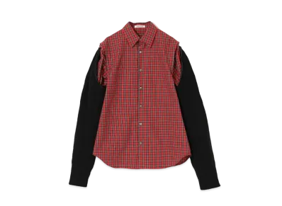 UNDERCOVER Knit Switching Cotton Shirt "Red CK"