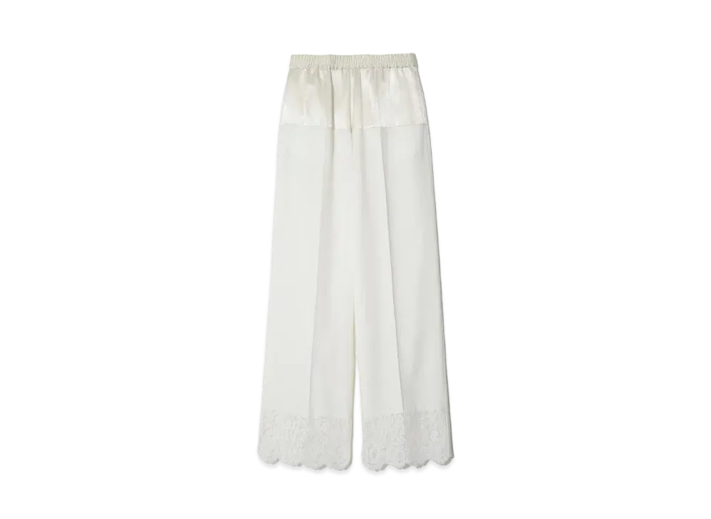 UNDERCOVER Lace Switching Triacetate Easy Pants "White"