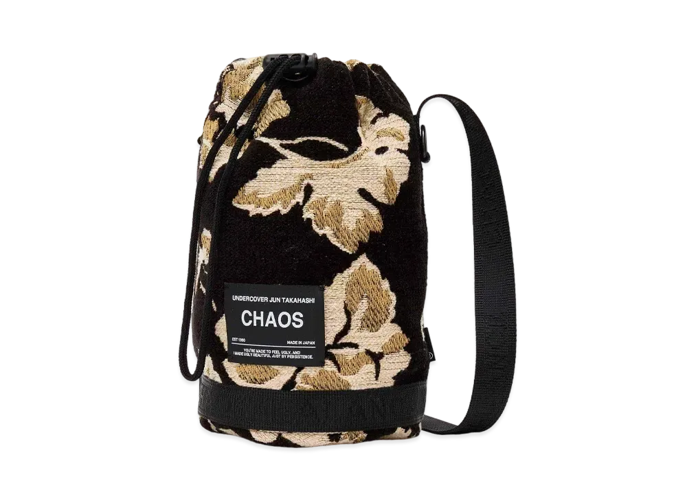 UNDERCOVER Velvet Woven Shoulder Drawstring Bag "Black Base"