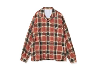 UNDERCOVER Rayon Blend Cotton Open Collar Shirt "Orange CK"