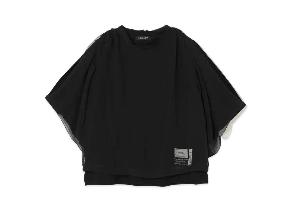UNDERCOVER Georgette Overlaid Cotton Pullover "Black"