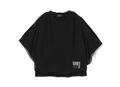 UNDERCOVER Georgette Overlaid Cotton Pullover "Black"