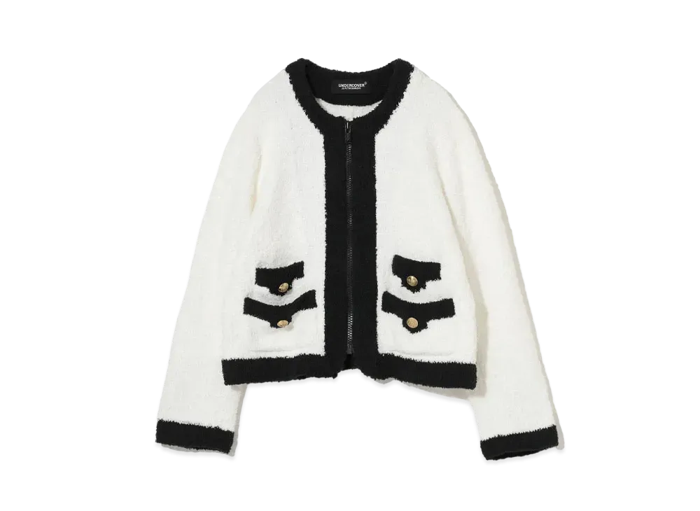 UNDERCOVER Collarless Zip Up Jacket "White"