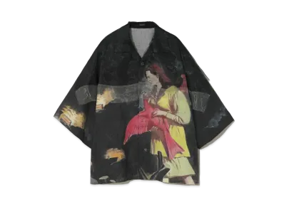 UNDERCOVER Organdy Covered Open Collar Big Shirt "D.Charcoal Base"