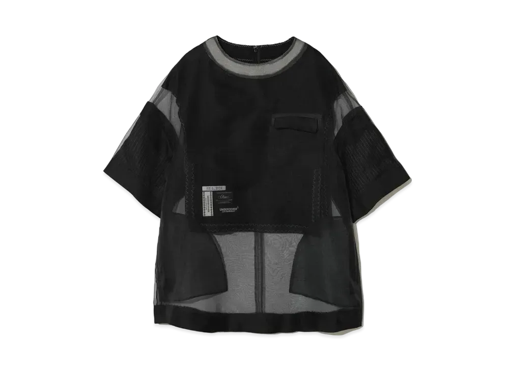UNDERCOVER Silk Organdy Pullover Shirt "Black"