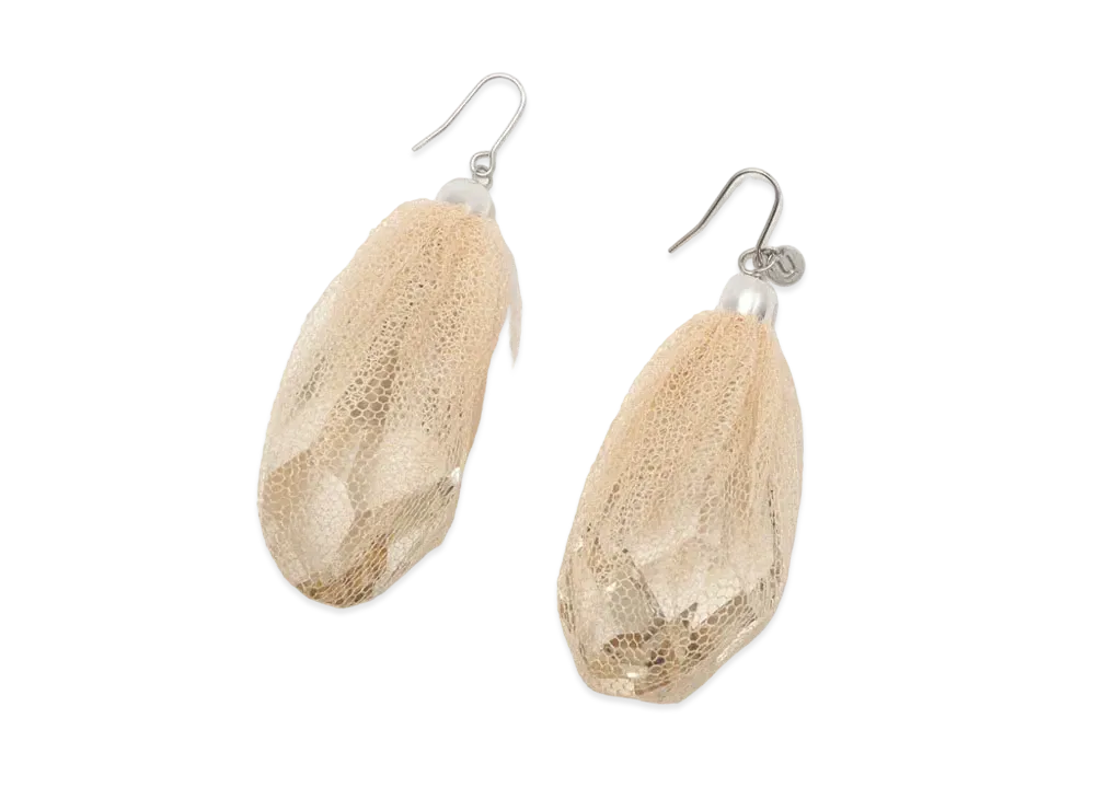 UNDERCOVER Silk Tulle Swarovski Pierce "Beige"