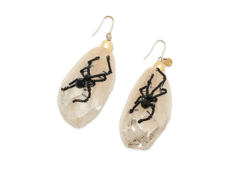 UNDERCOVER Silk Tulle Wrapped Swarovski Pierce "Beige"