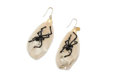 UNDERCOVER Silk Tulle Wrapped Swarovski Pierce "Beige"