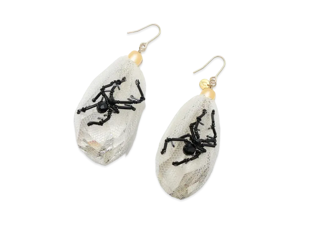 UNDERCOVER Silk Tulle Wrapped Swarovski Pierce "White"