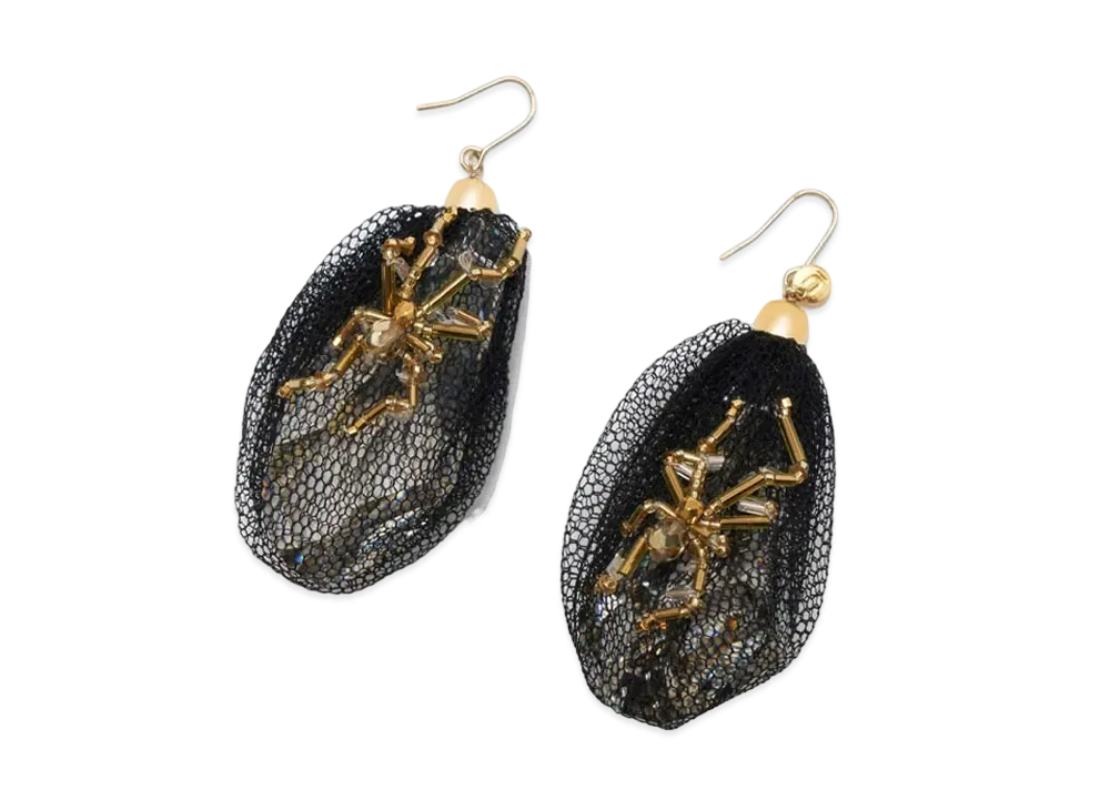 UNDERCOVER Silk Tulle Wrapped Swarovski Pierce "Black"