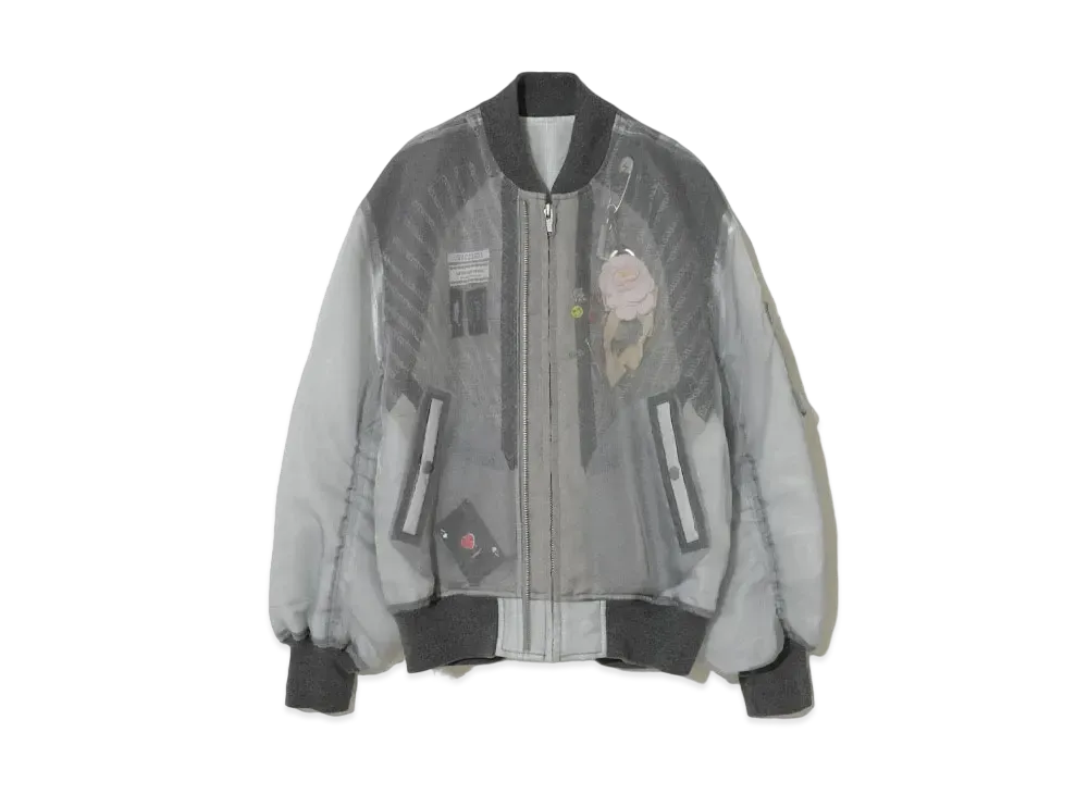 UNDERCOVER Silk Organdy MA-1 Jacket "Blue Gray"