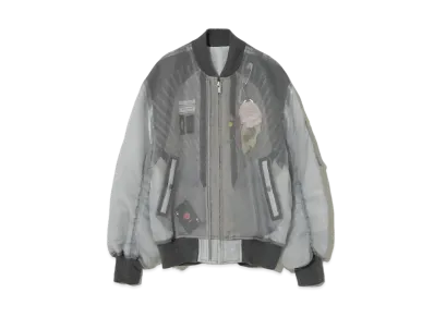 UNDERCOVER Silk Organdy MA-1 Jacket "Blue Gray"