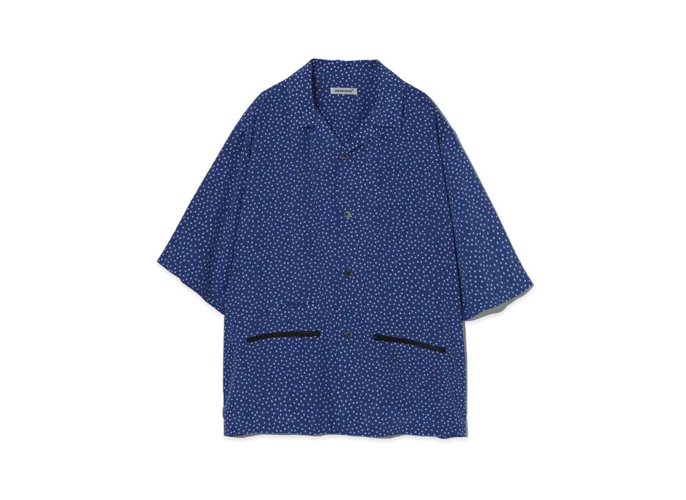 UNDERCOVER Dot Print Polyester Open Collar Shirt "Blue"