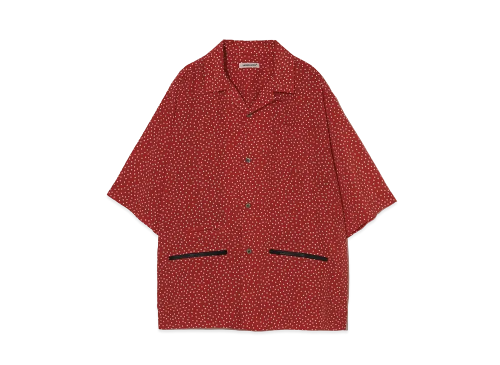 UNDERCOVER Dot Print Polyester Open Collar Shirt "Red"