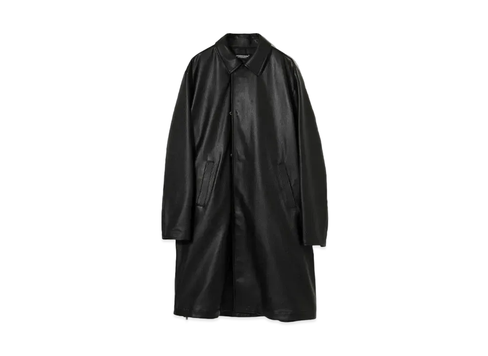 UNDERCOVER Cowhide Leather Balmacaan Coat "Black"