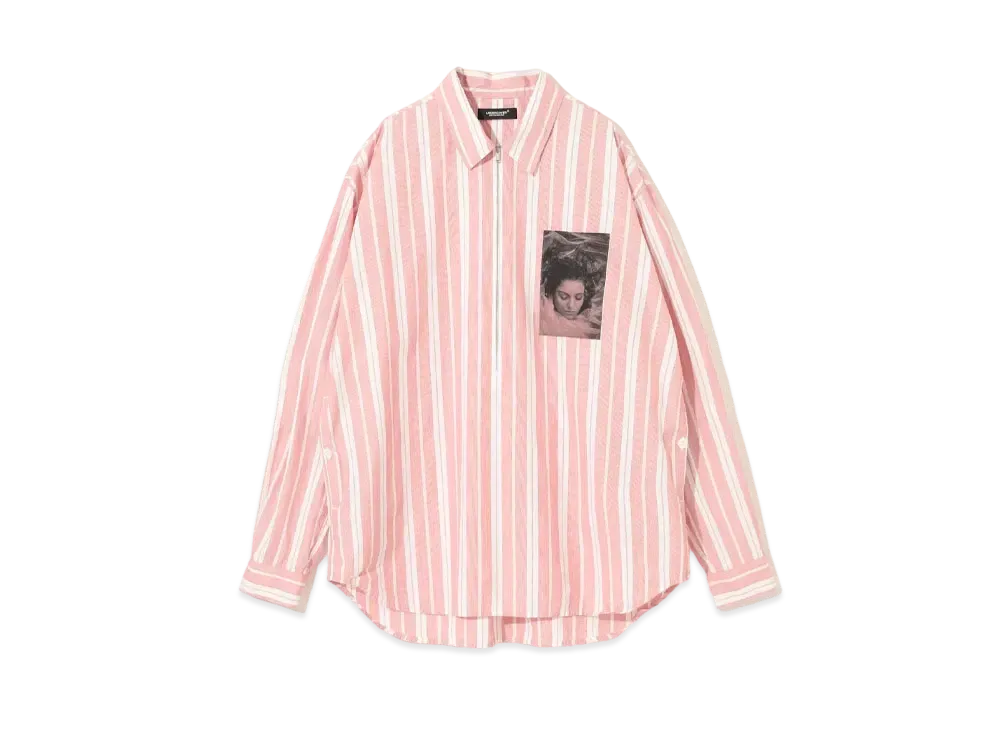UNDERCOVER Twin Peaks Cotton Zip-Up Pullover Shirt "Red"