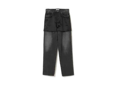 UNDERCOVER Satin-Switched Distressed Jeans "Black"