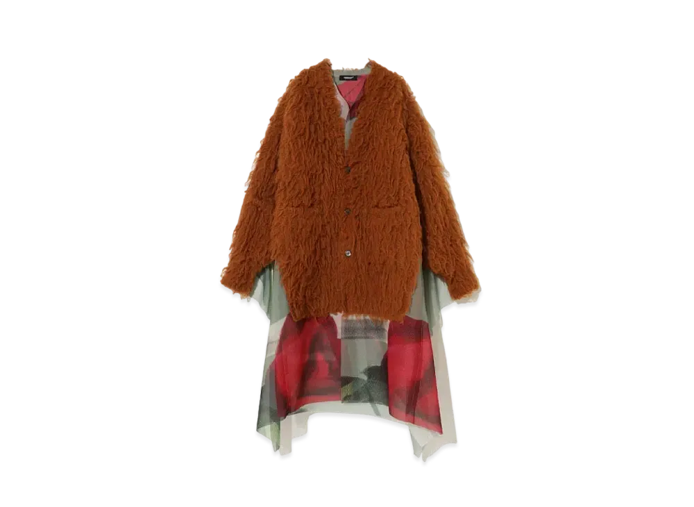 UNDERCOVER Mohair Shaggy Knit Cardigan "Dark Orange"