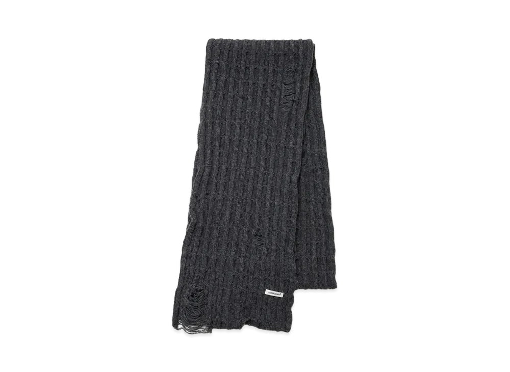 UNDERCOVER Wool Nylon Cable Knit Scarf "T.Charcoal"