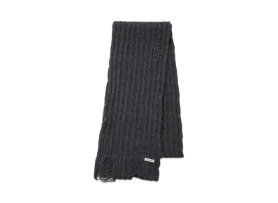 UNDERCOVER Wool Nylon Cable Knit Scarf "T.Charcoal"