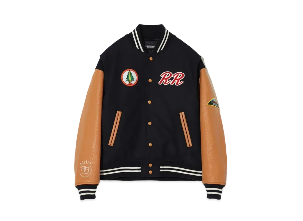 UNDERCOVER Twin Peaks Wool Nylon Stadium Jacket "Navy"