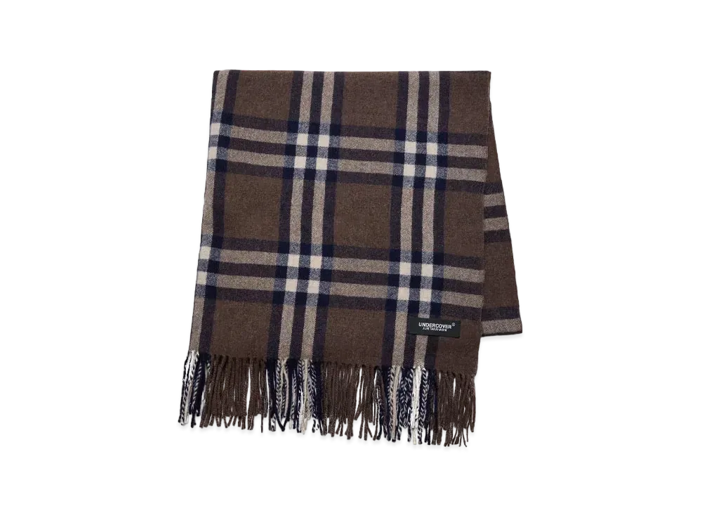 UNDERCOVER Cashmere Blend Wool Check Scarf "Brown"