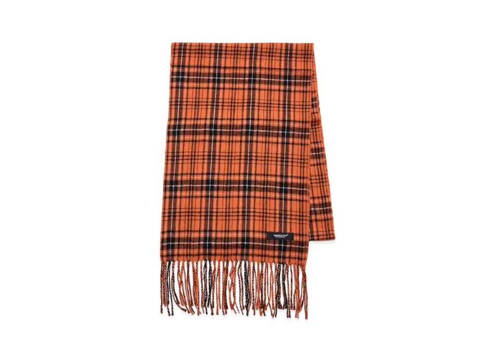 UNDERCOVER Cashmere Blend Wool Check Scarf "Orange"