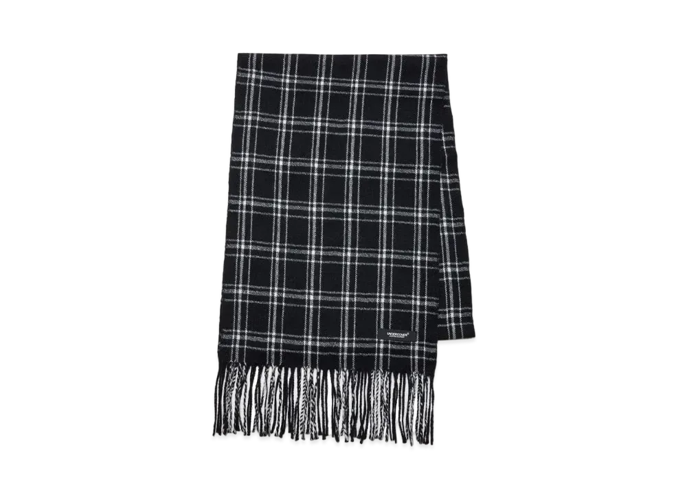 UNDERCOVER Cashmere Blend Wool Check Scarf "Black"