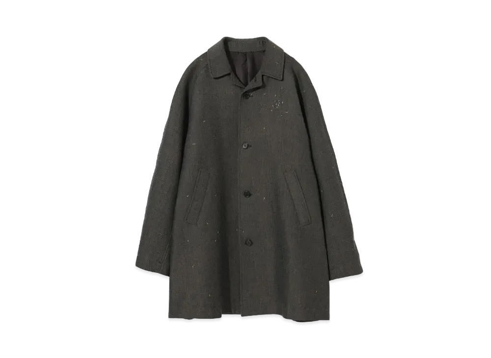 UNDERCOVER Wool Blend Dobby Raglan Coat "Brown Mix"